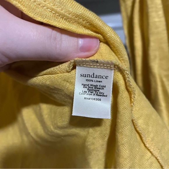 Sundance 100% Linen Yellow Long Sleeve Blouse SMALL - Picture 4 of 5